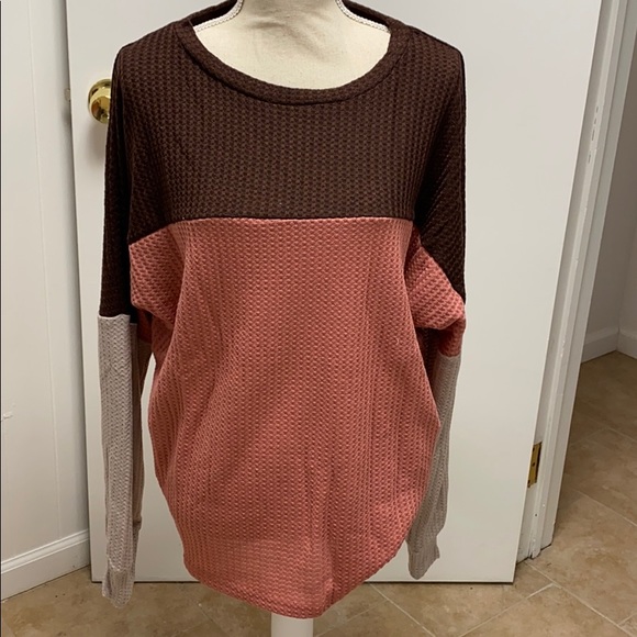 Tops - Two Tone Pink Waffle Top Most Comfortable Top Ever